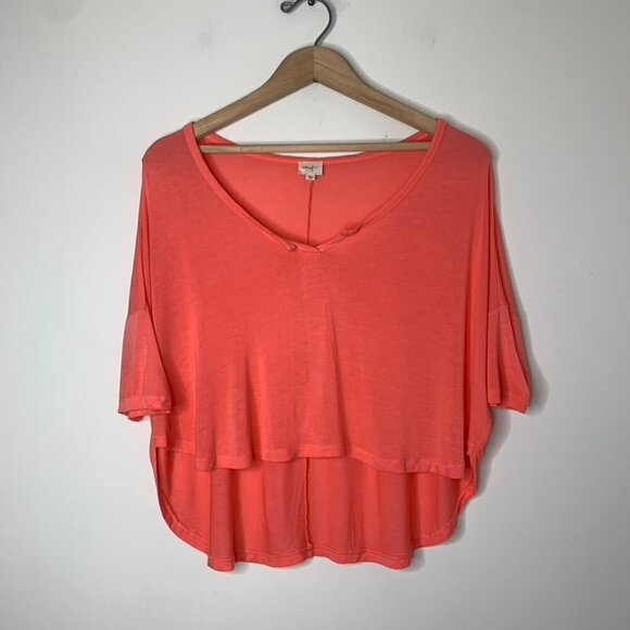 Wilfred Free Aritzia Top T-shirt Cropped Short sleeve Coral Pink Size XS - Picture 4 of 15